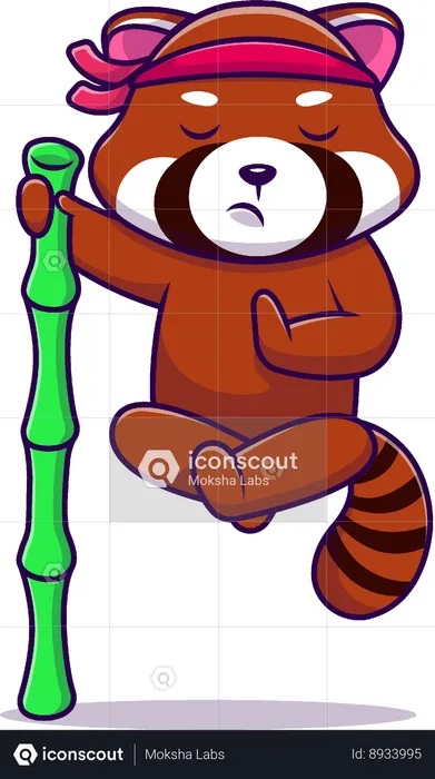 Red Panda doing Kungfu Meditation  Illustration