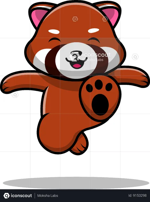 Red Panda Kicking  Illustration