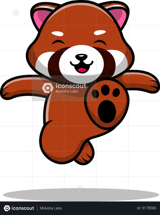 Red Panda Kicking  Illustration