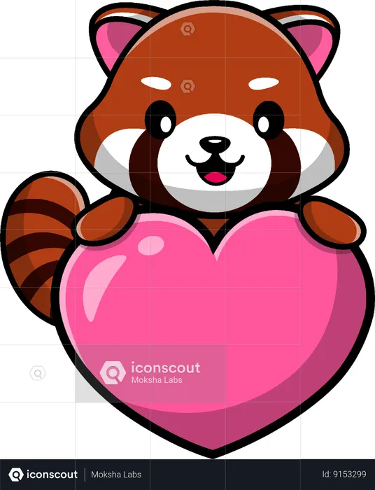 Red Panda Love  Illustration
