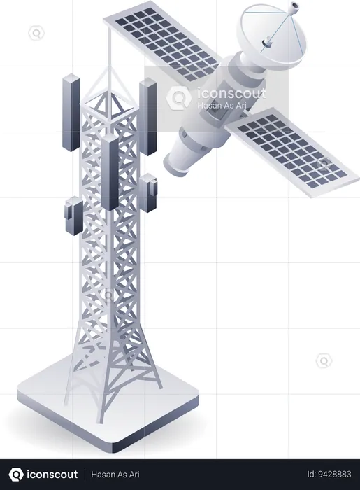 Tecnología de la información de la red satelital.  Ilustración