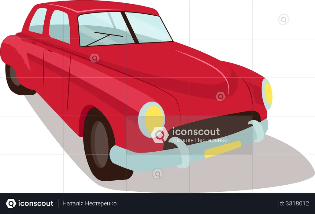 Red vintage car  Illustration