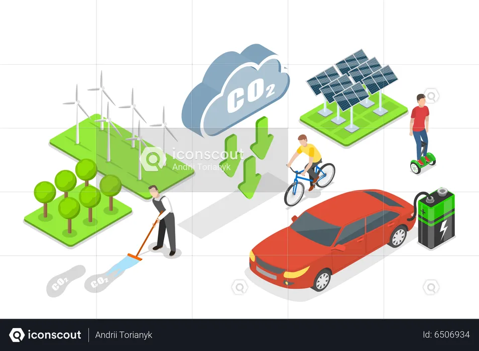 Reducción de emisiones de carbono  Ilustración