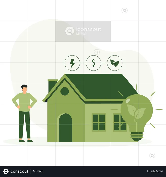Reduce energy consumption at home  Illustration