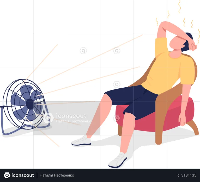 Reducing body heat with fan  Illustration