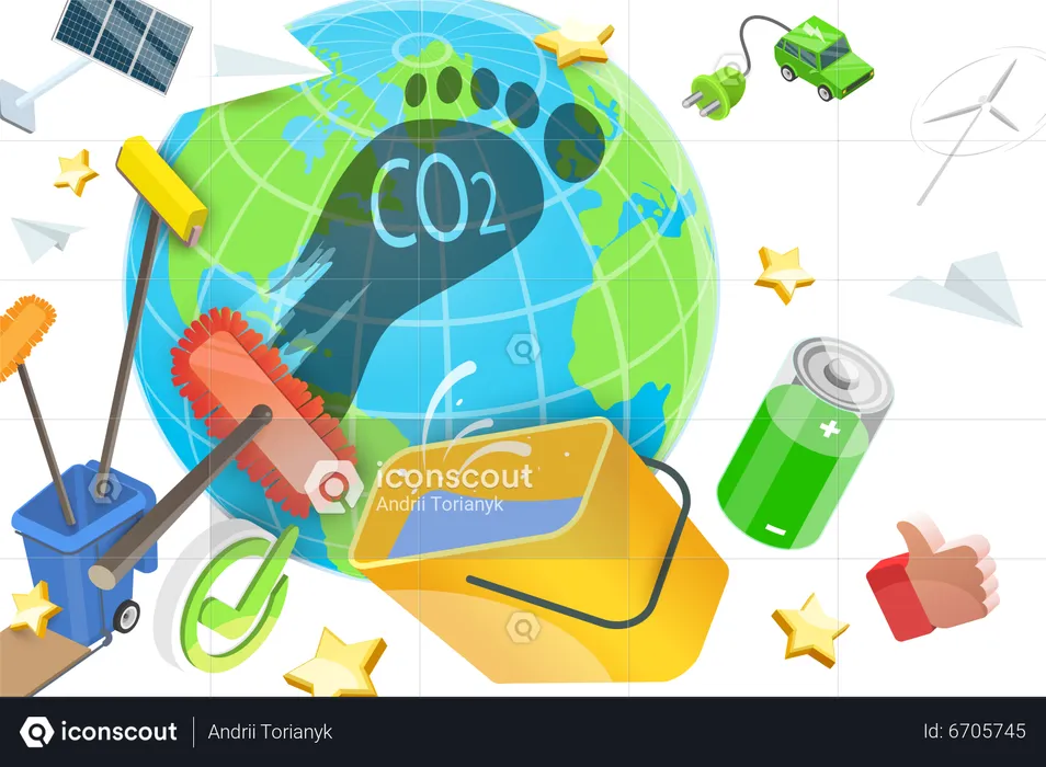 Reduzierung des CO2-Fußabdrucks  Illustration