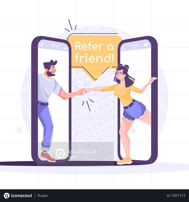 Referral Marketing Social Media Post  Illustration