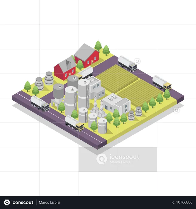 Refinería de biocombustibles  Ilustración