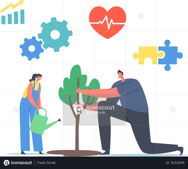 Reforestation and Planting New Trees  Illustration