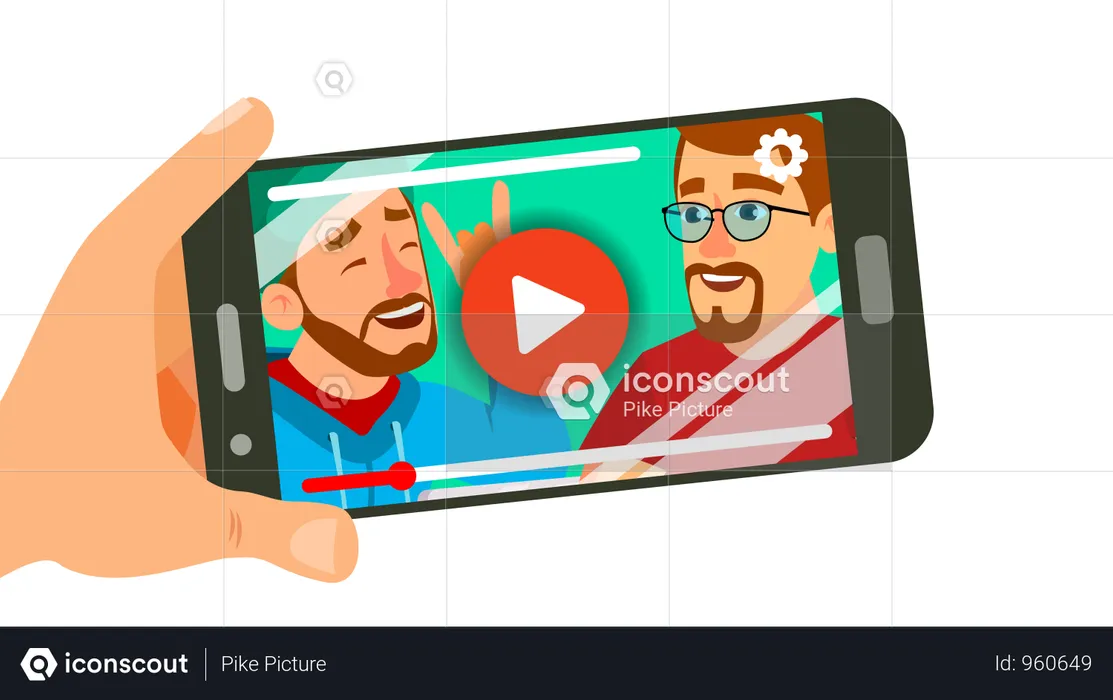 Regarder une vidéo sur un vecteur de smartphone  Illustration