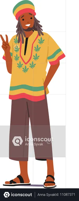 Reggae man standing in pose  Illustration