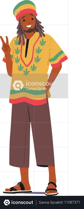 Reggae man standing in pose  Illustration