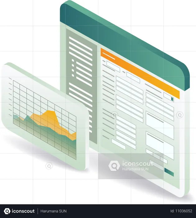 Registration form with data analysis window  Illustration