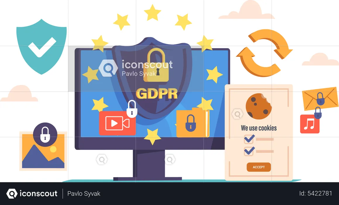 Regras para proteção de dados gdpr  Ilustração