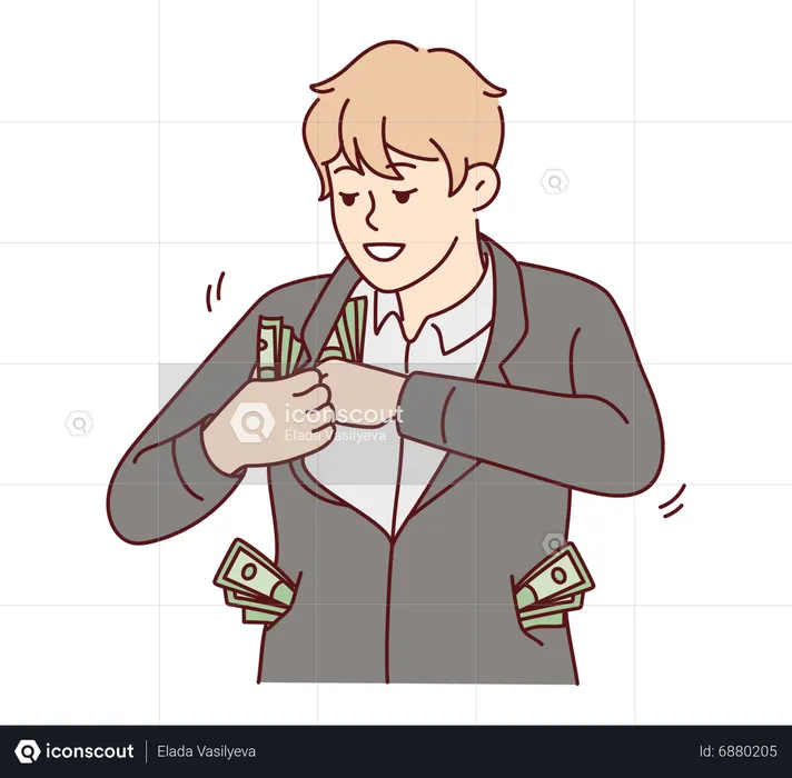 Reicher Junge mit viel Geld  Illustration
