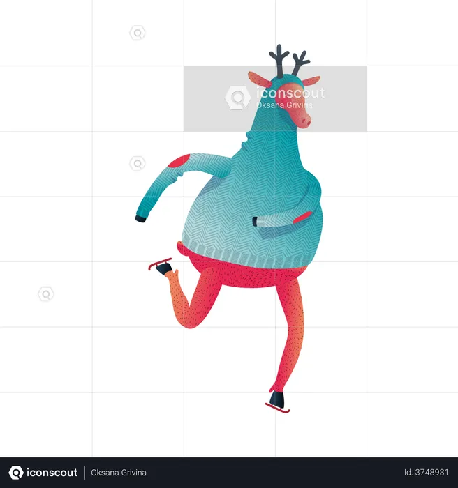 Reindeer dancing  Illustration