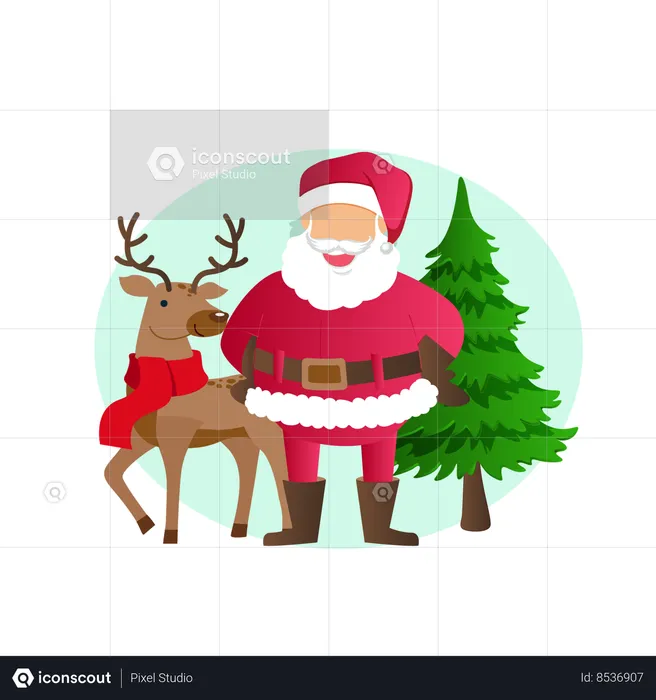 Reindeer with santa claus  Illustration