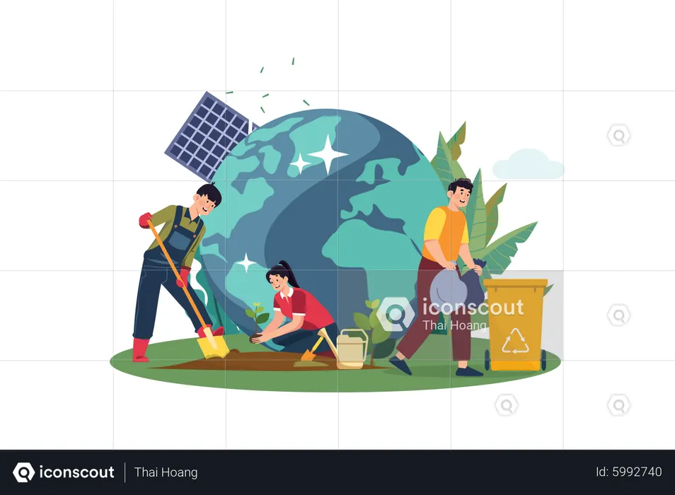 Reinigung der Erde Umwelt  Illustration