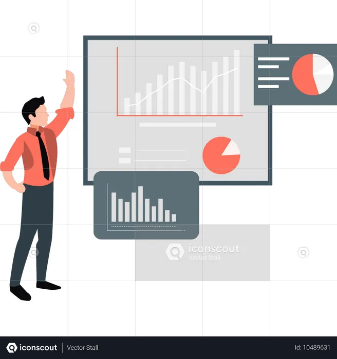 Funcionário fazendo relatório de crescimento empresarial  Ilustração