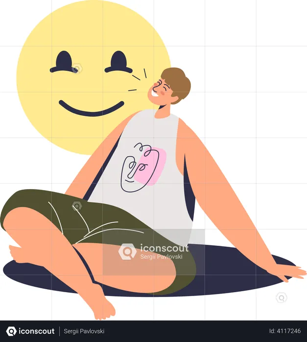 Relaxed man smiling  Illustration