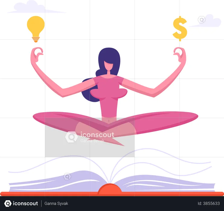 Relaxed woman doing yoga to be stress free Illustration