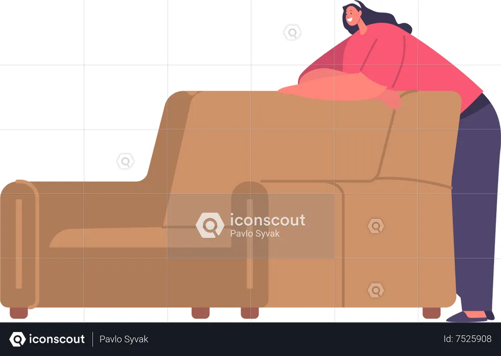 Relaxed woman reclining comfortable sofa  Illustration
