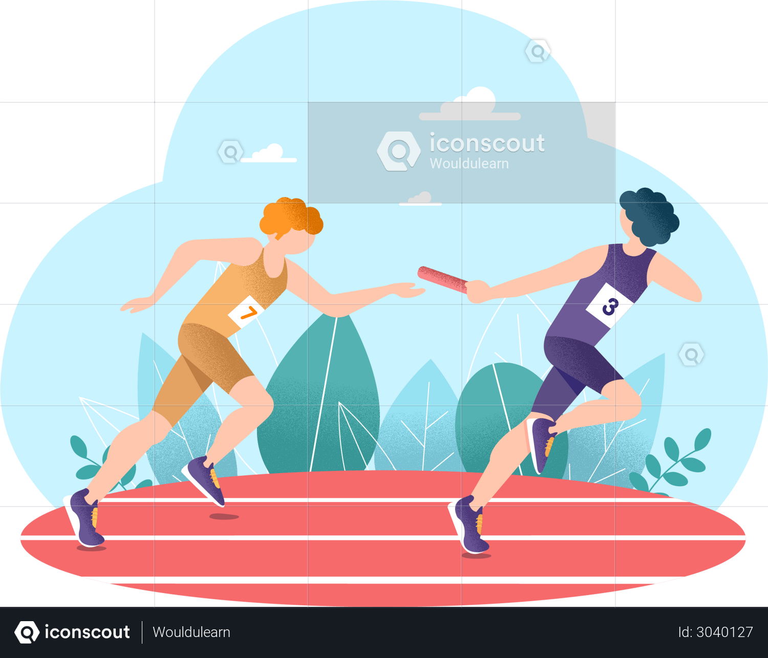 Best Premium Relay Race Illustration download in PNG & Vector format