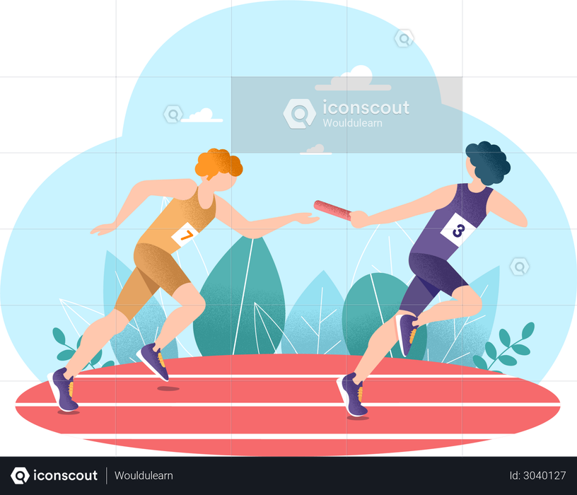 Best Premium Relay Race Illustration download in PNG & Vector format