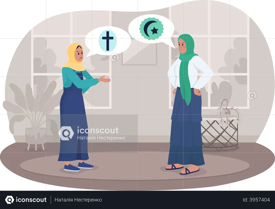 Religious conflict in family  Illustration