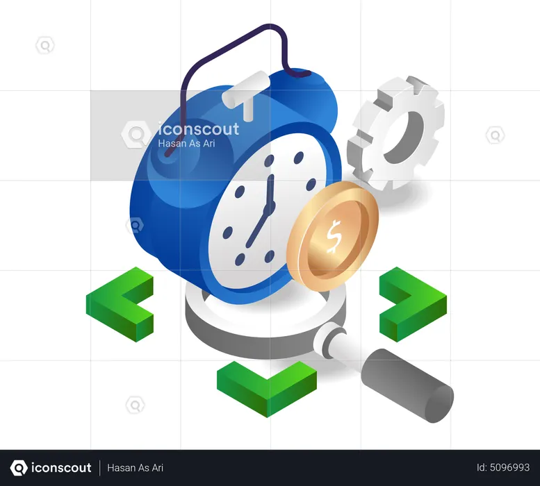 Reminder alarm clock looking for money  Illustration