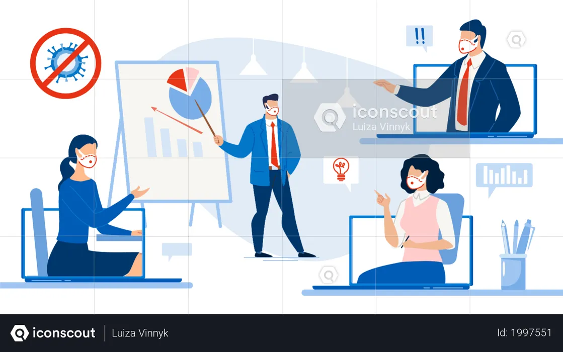 Remote Business Meeting  Illustration