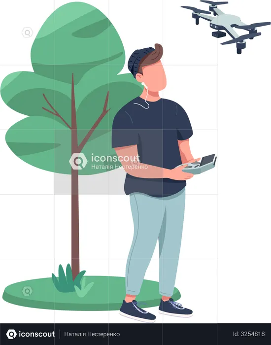 Remote video filming by drone Illustration