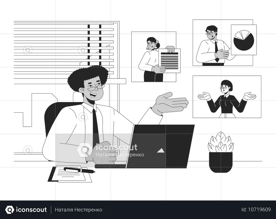 Remote worker video conferencing  Illustration