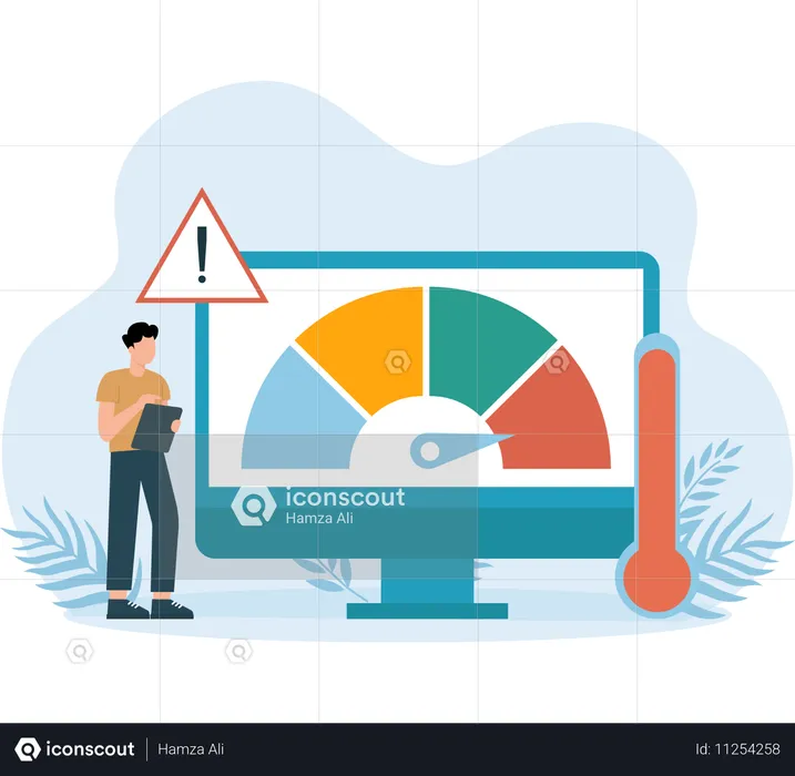 Rendimiento del sitio web medido después de un ataque web  Ilustración