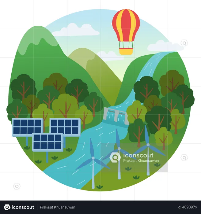 Renewable Energy Production  Illustration