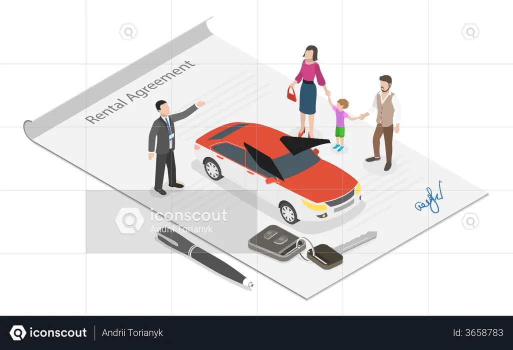 Renting Vehicle  Illustration