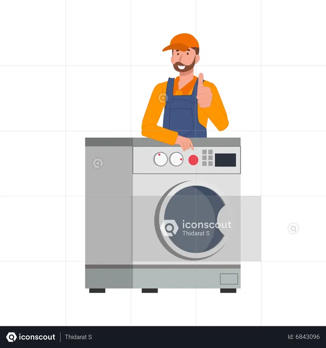 Repair and warranty service of washing machines  Illustration