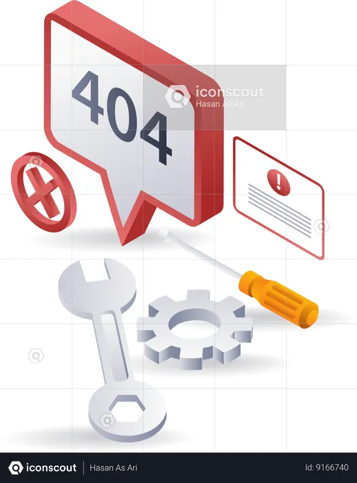 Repair internet warning error code 404  Illustration