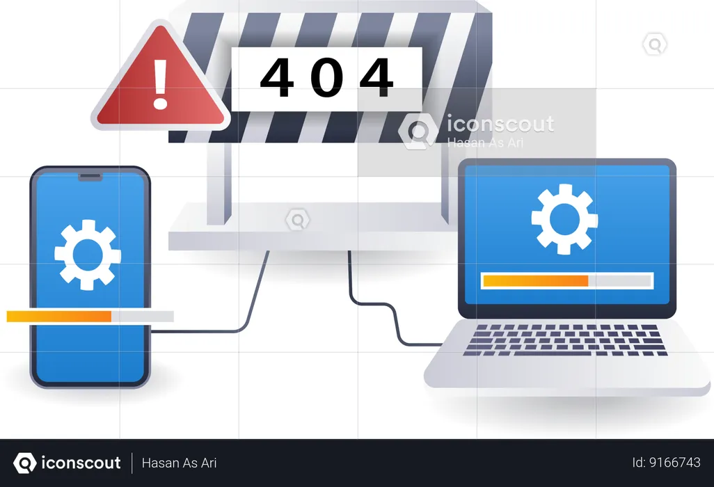 Repair warning error code 404  Illustration