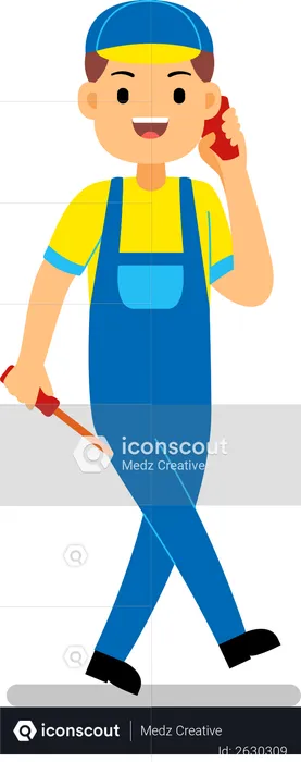 Repair worker talking on phone  Illustration