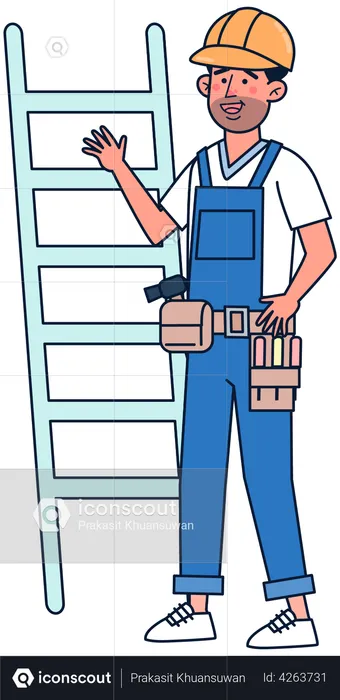 Repairman climbing ladder  Illustration