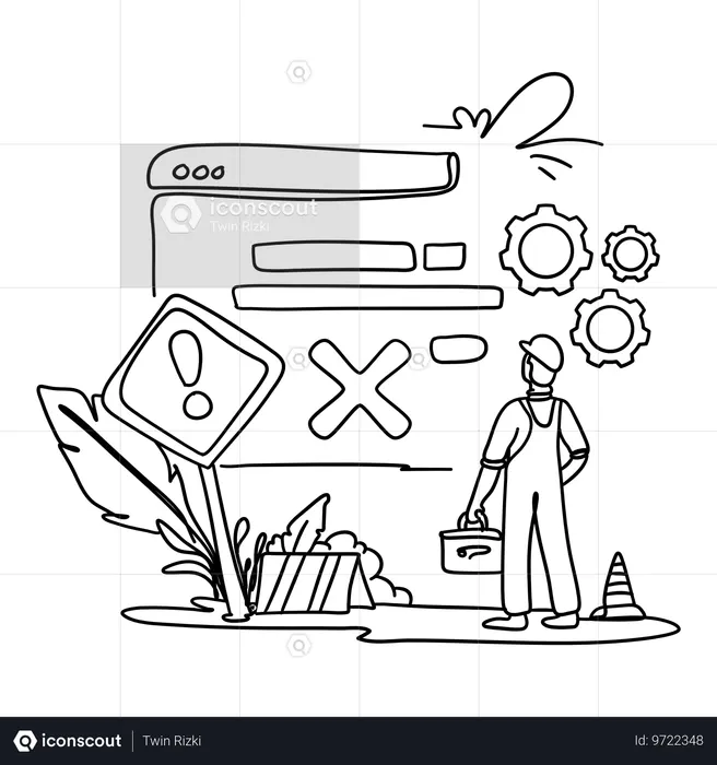 Repairman resolves computer error  Illustration