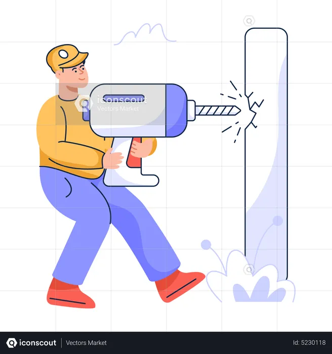 Repairman with drill machine  Illustration