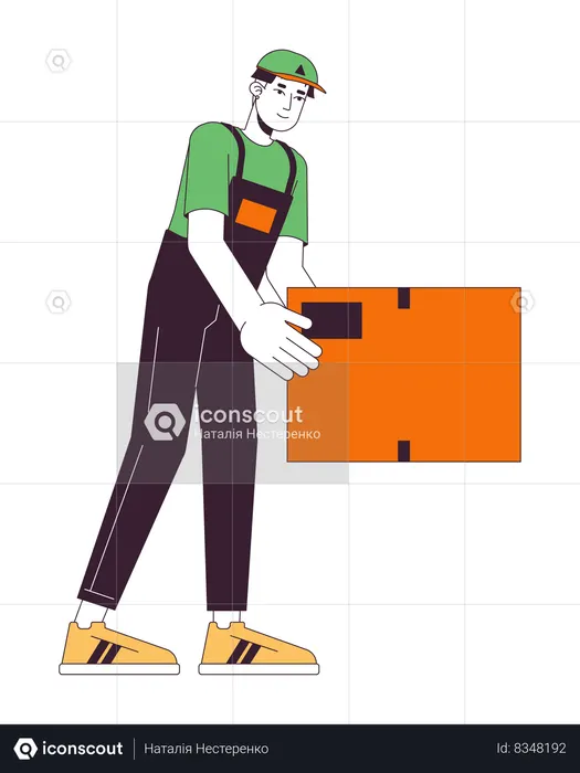 Repartidor bajando la caja  Ilustración