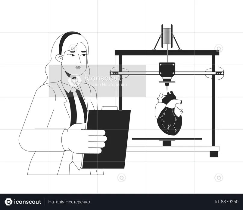 Réplica de coração impressa em 3D  Ilustração