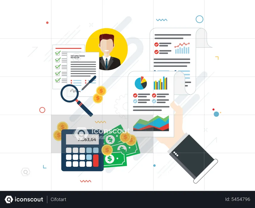 Report with investment data  Illustration