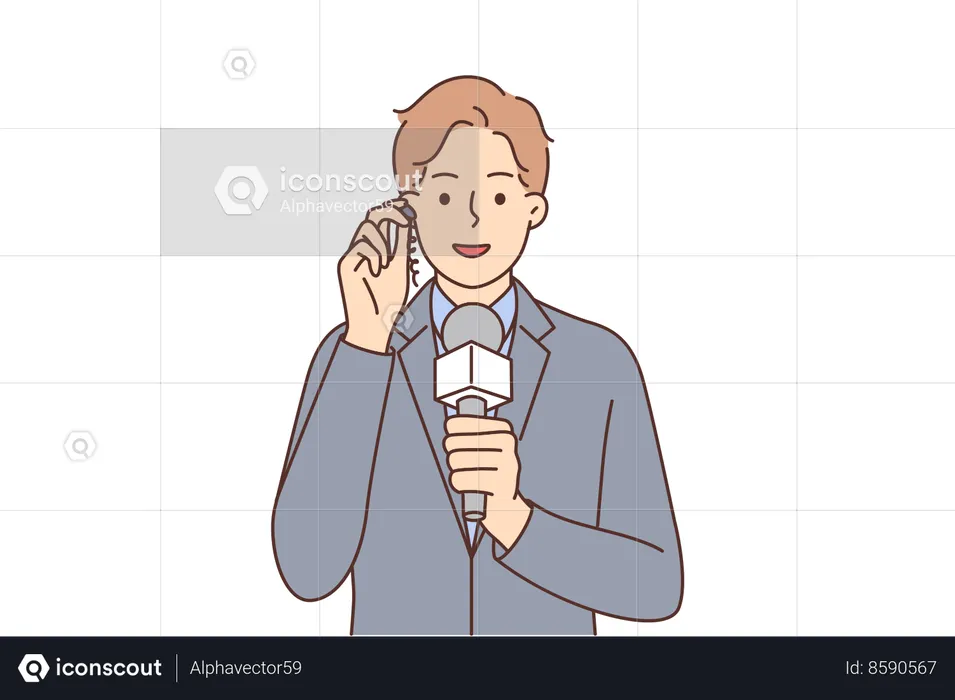 Reporter is streaming live news  Illustration