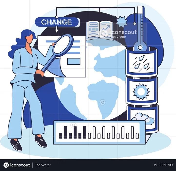 Researcher analysing earth climate  Illustration