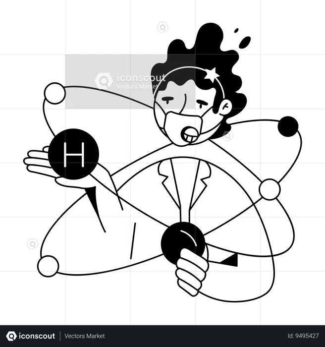 Researcher doing atom research  Illustration