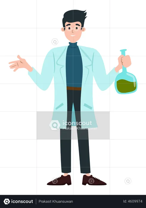 Researcher doing chemical research  Illustration